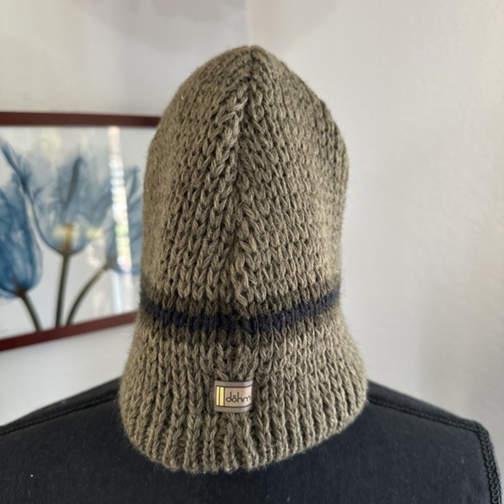 Dohm Icebox Classic‎ Stripe Sage Green 100% Wool knitted beanie